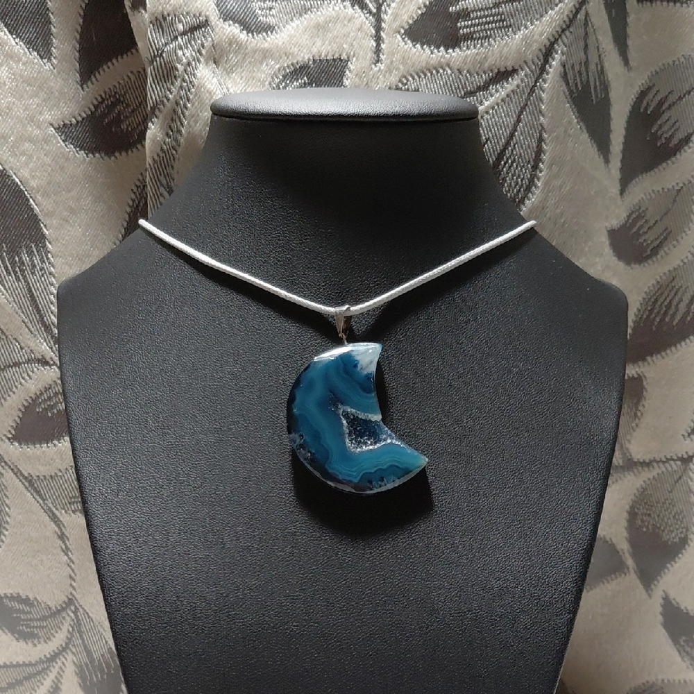 Azure Crescent Pendant Necklace